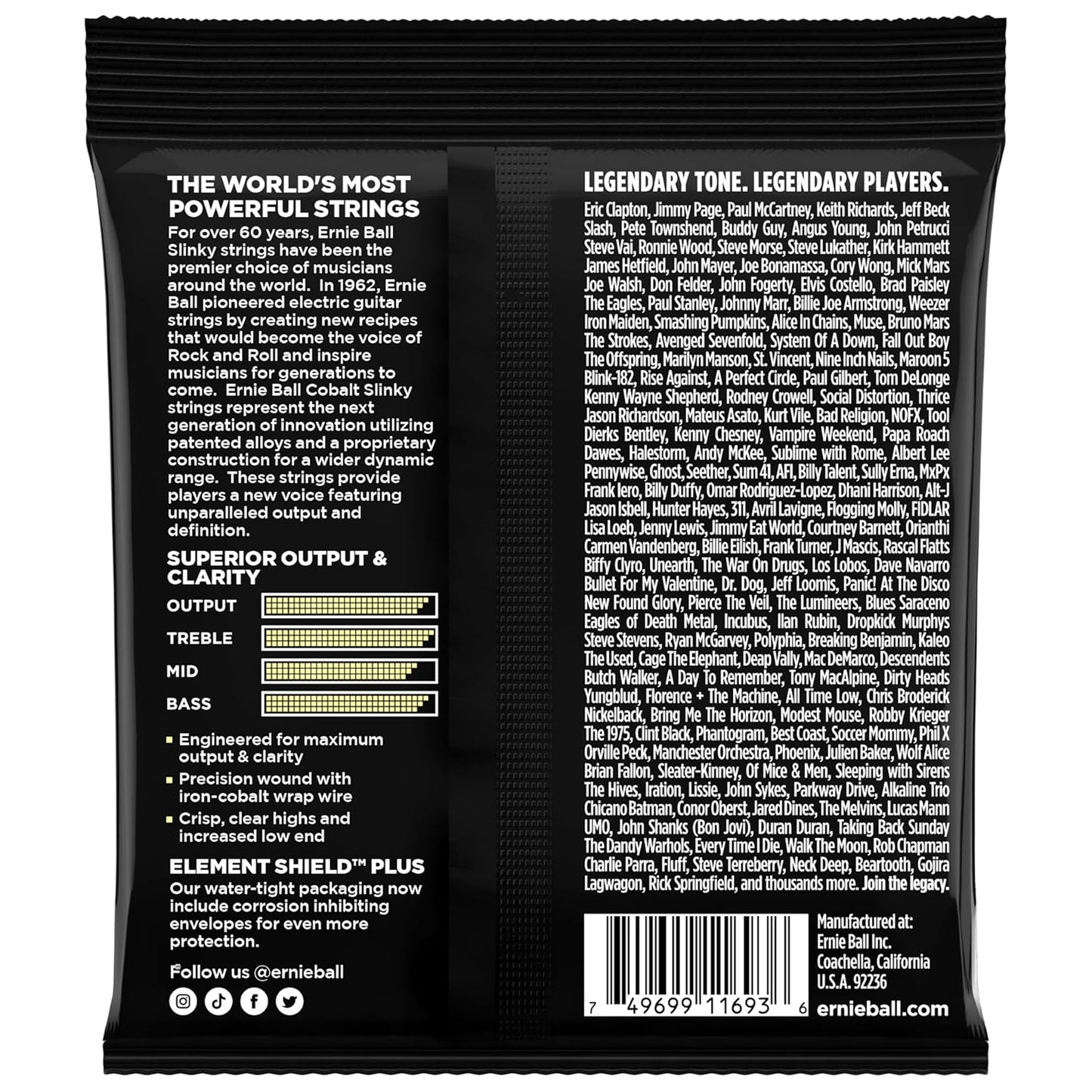 Ernie Ball Mammoth Slinky Cobalt Electric Guitar Strings 12-62 Gauge