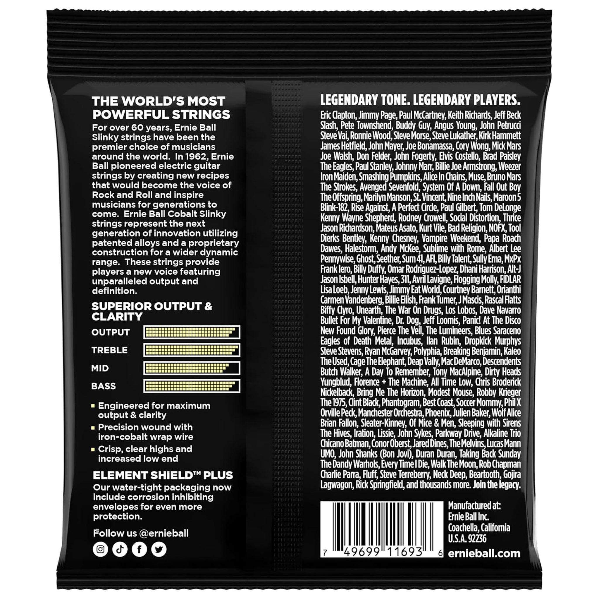 Ernie Ball Mammoth Slinky Cobalt Electric Guitar Strings 12-62 Gauge