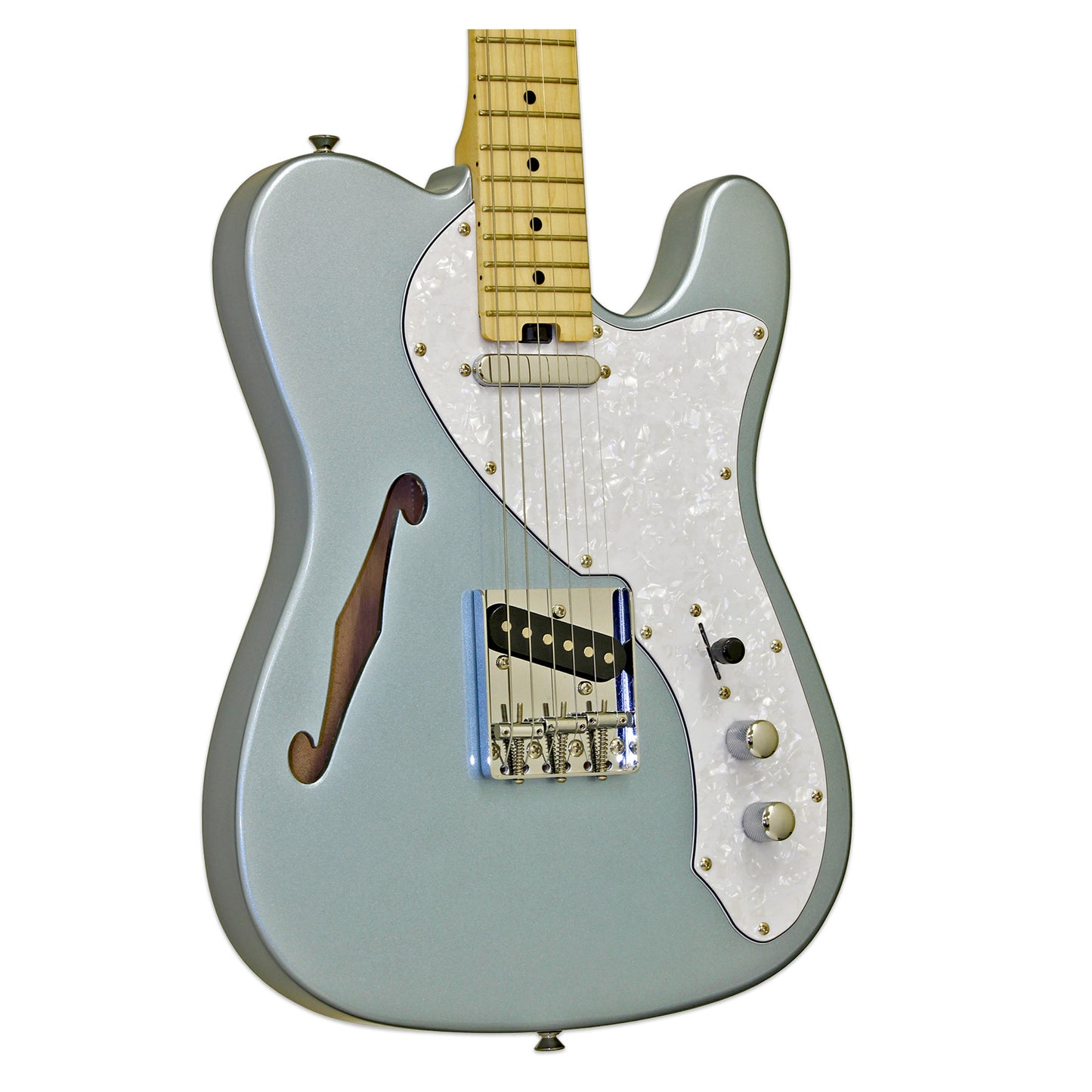 Aria Modern Classic Semi Hollow Tele Style Electric Guitar Met Blue