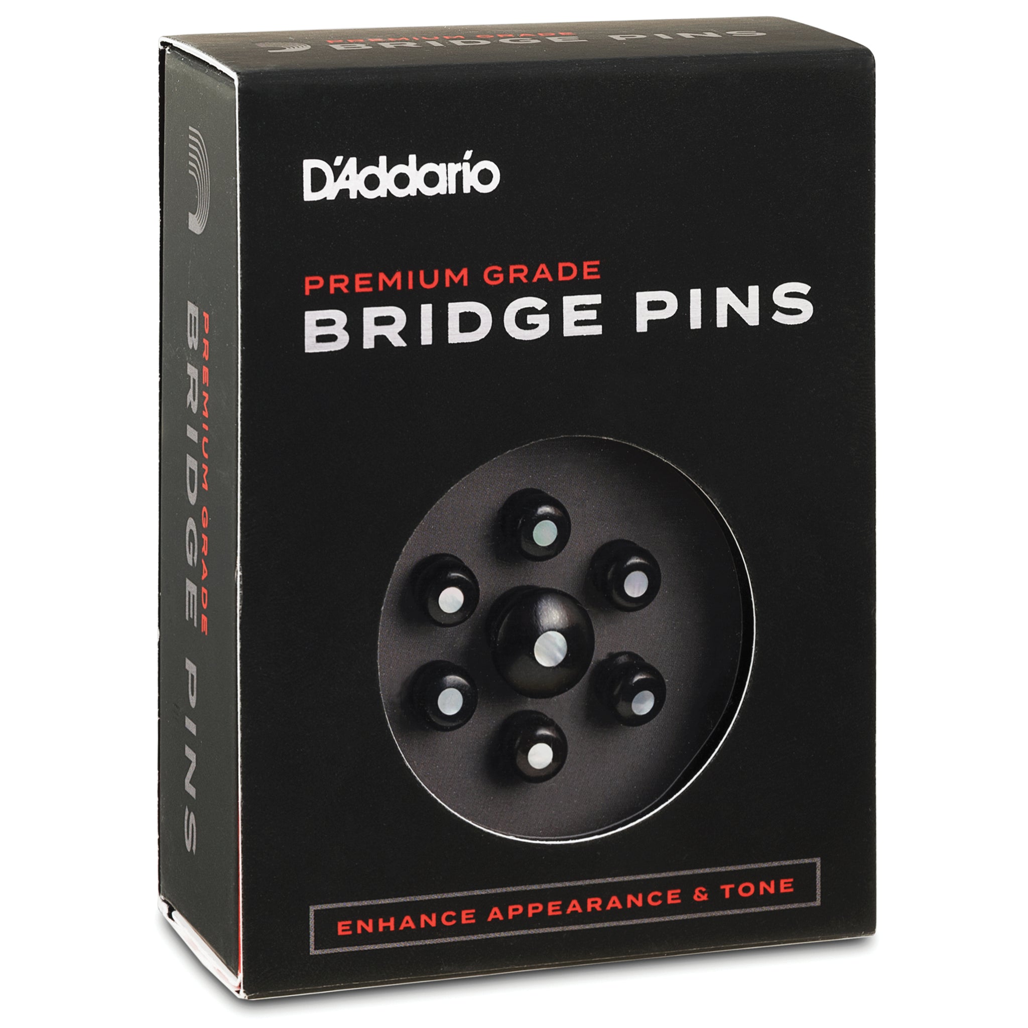 D'Addario Ebony Bridge Pins with End Pin Set, Pearl Inlay