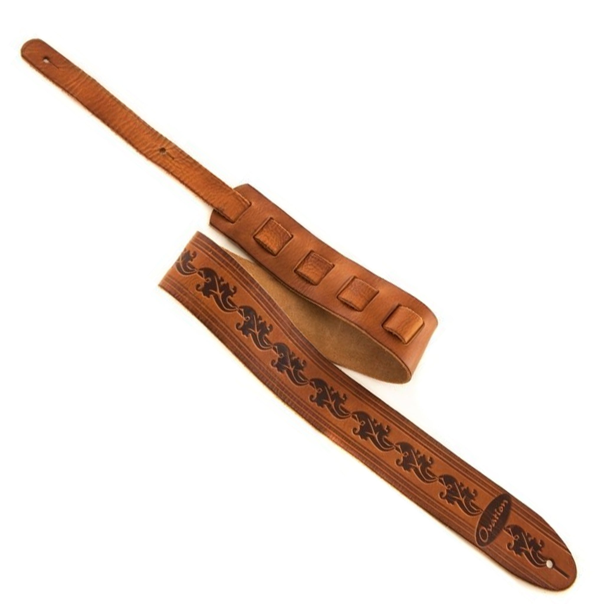 Ovation Guitar Premium Leather Strap Signature Leaf Wet Sand