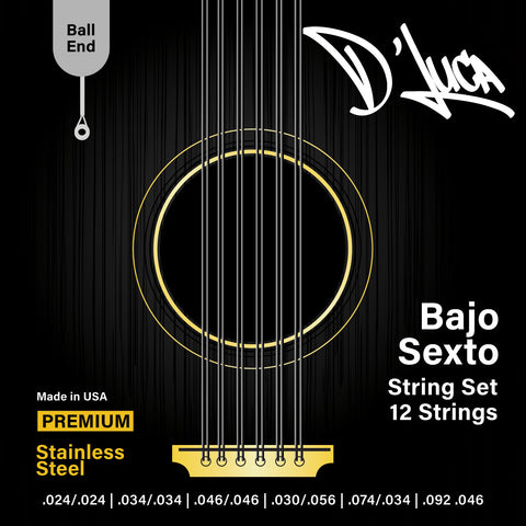 D'Luca Bajo Sexto Strings Stainless Steel, Ball End