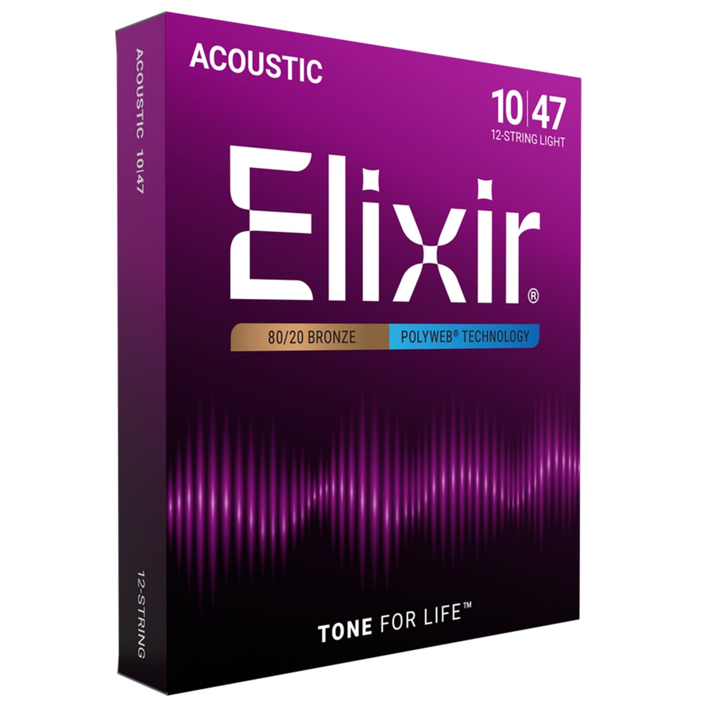 Elixir 80/20 Bronze 12-String Acoustic Guitar Strings, POLYWEB Light (.010-.047)