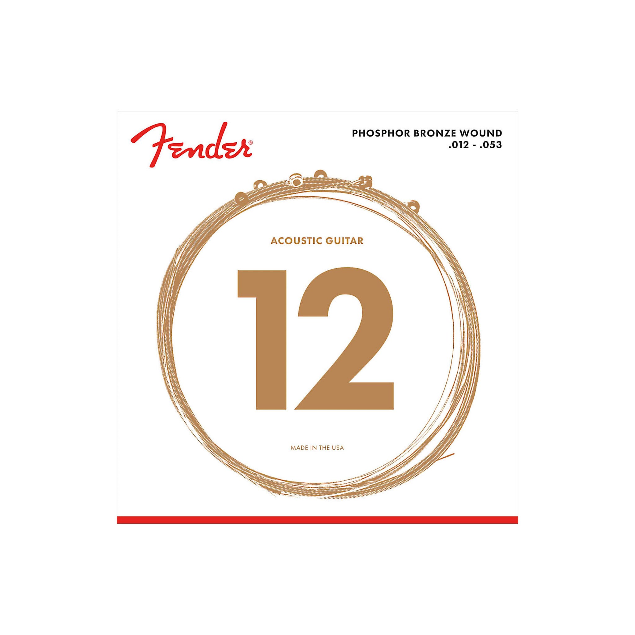 Fender Phosphor Bronze Acoustic Guitar Strings, Ball End, .012-.053