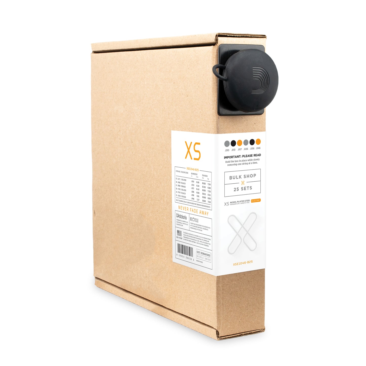 D'Addario XS Electric Guitar Strings Nickel Plated, Reg Light, 10-46, 25 Sets