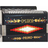 D'Luca Primo Button Accordion 31 Keys 12 Bass on FBE Key with Case and Straps, Black