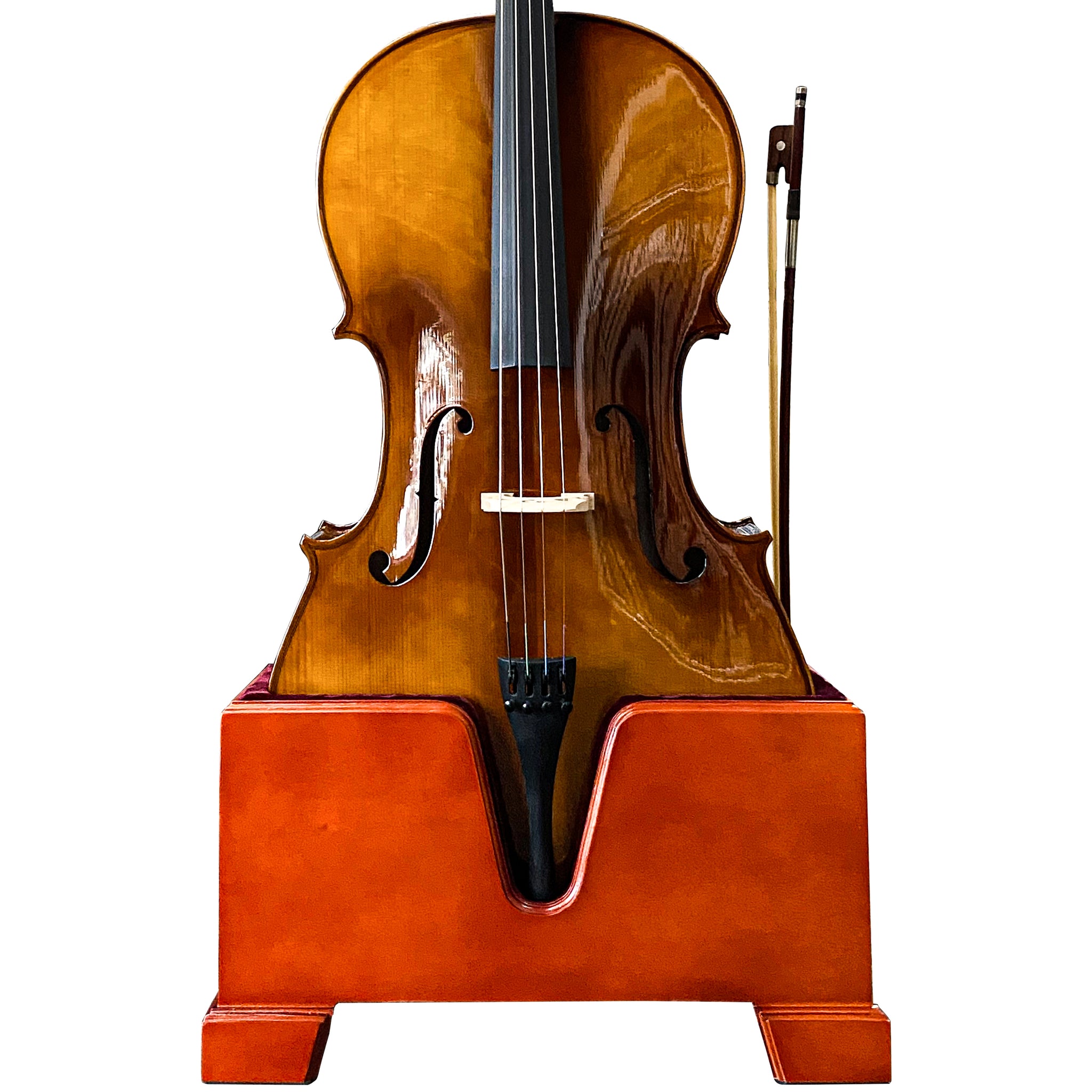 D'Luca Elegance Wood Cello Stand with Bow Holder 4/4 Full Size Natural