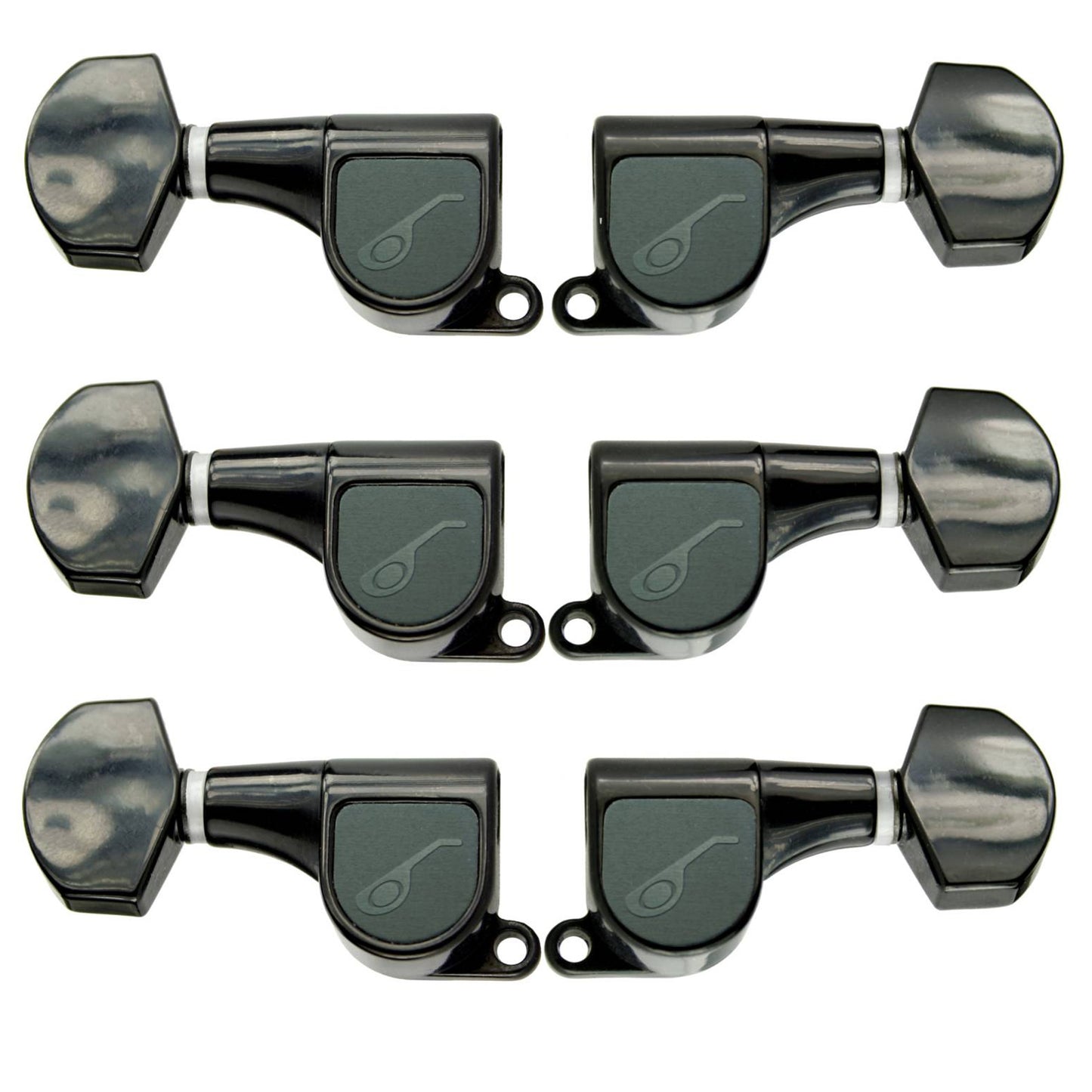 Ovation Black Guitar Tuning Machines Set, Small Pegs, 6 Units