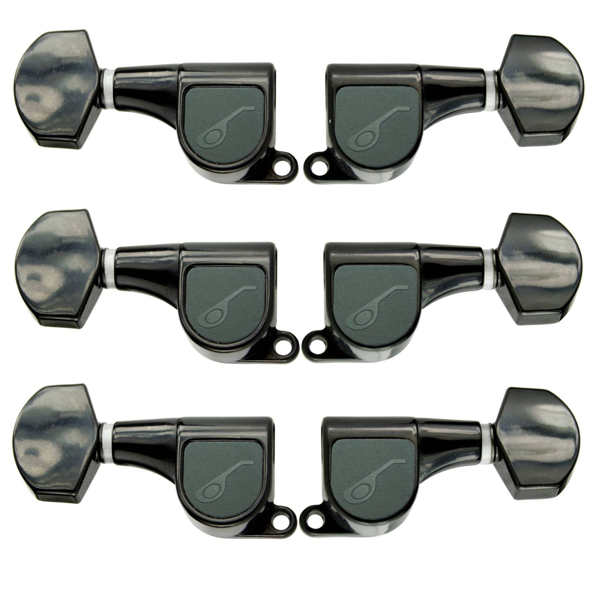 Ovation Black Guitar Tuning Machines Set, Small Pegs, 6 Units