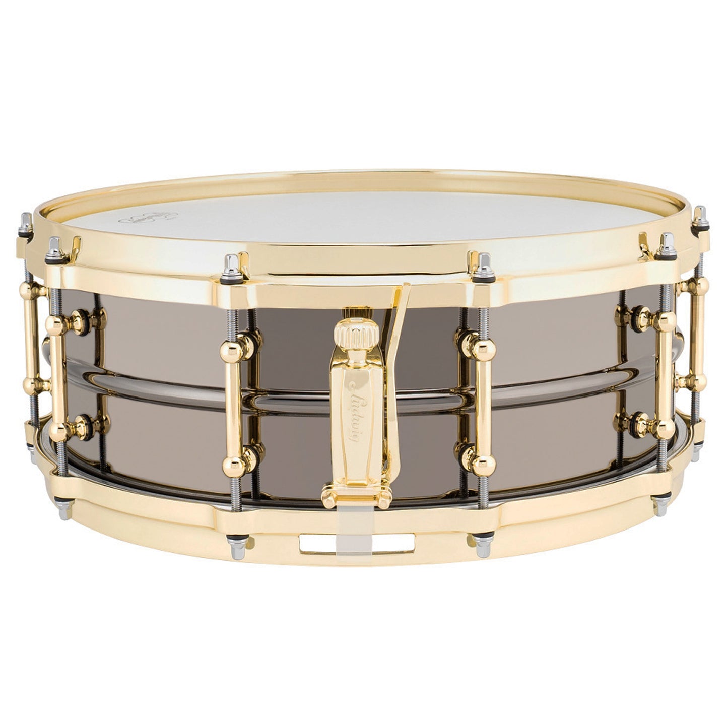 Ludwig LB416BT Black Beauty 5x14 Smooth Shell, Brass Trim, Tube Lugs Snare Drum