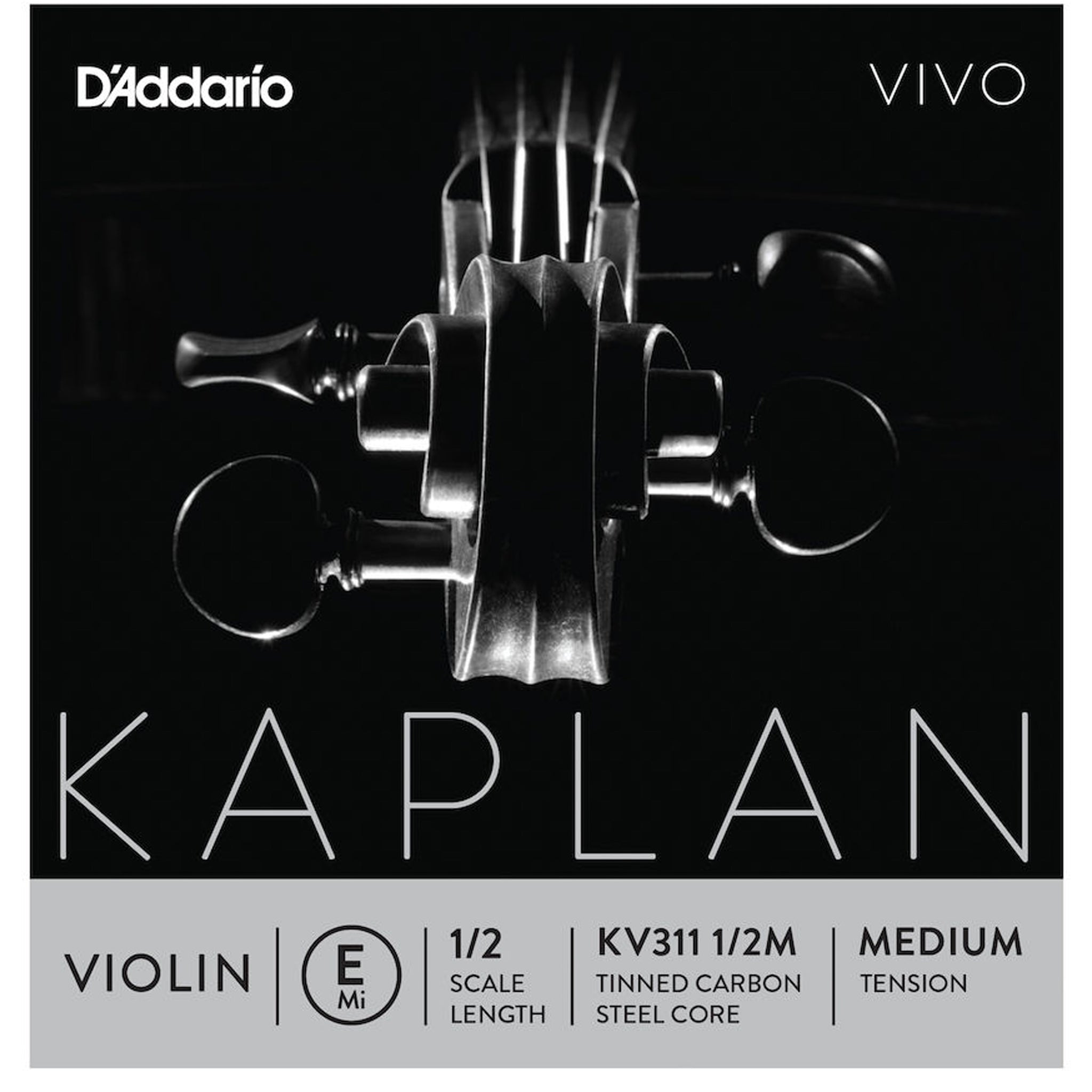 D'Addario Kaplan Vivo Violin E String, 1/2 Scale, Medium Tension