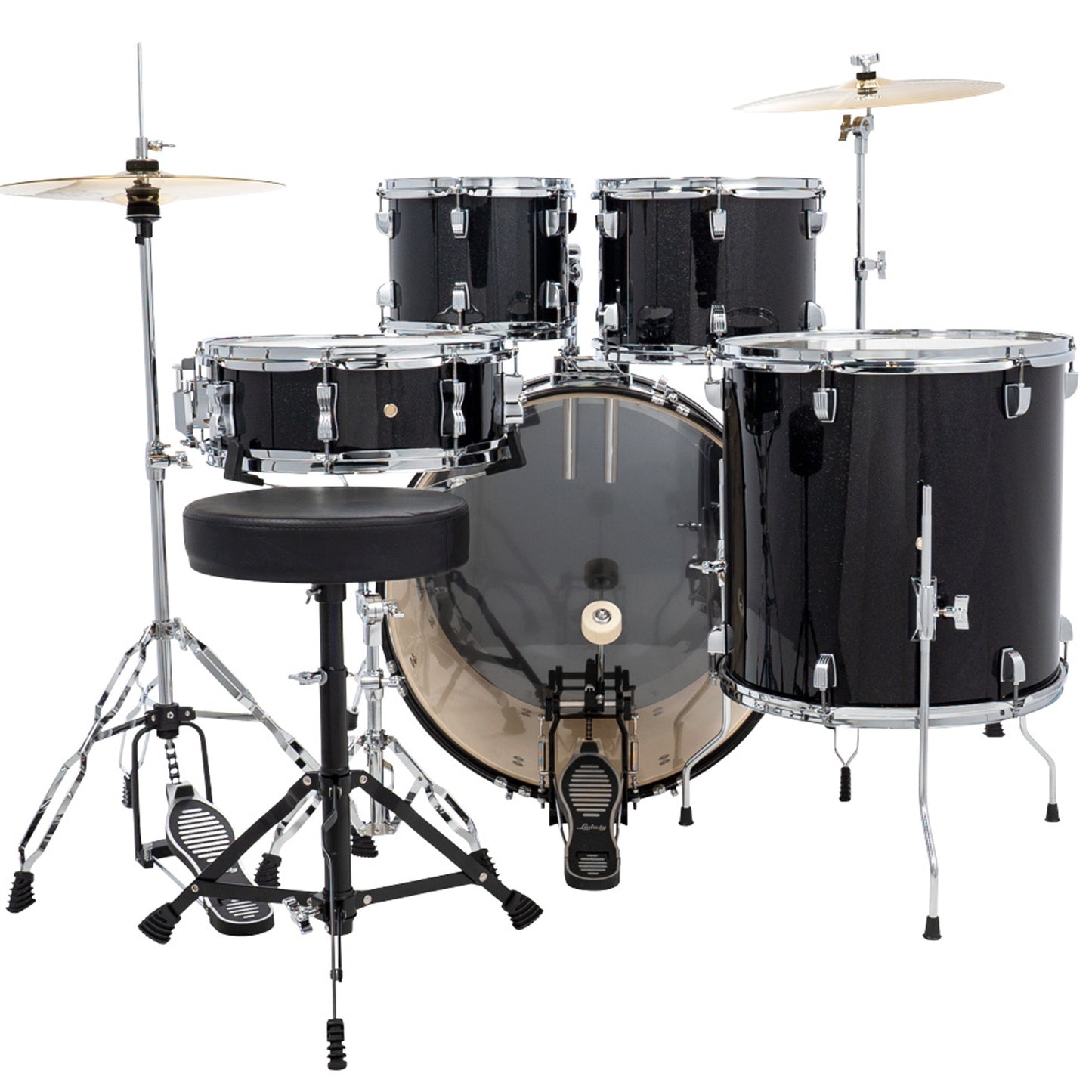 Ludwig Accent Drive 5pc Acoustic Drum Set Pack Black Sparkle