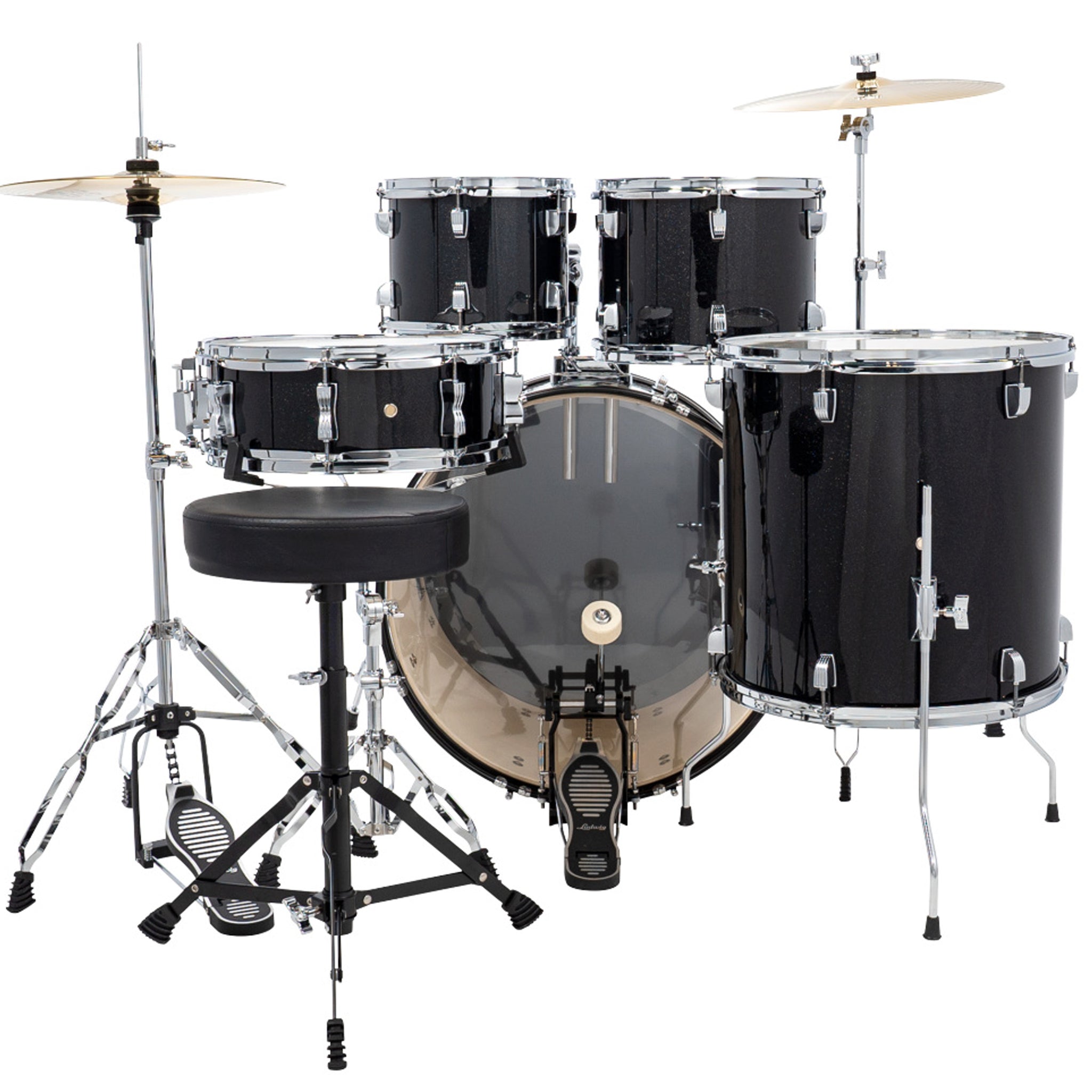Ludwig Accent Drive 5pc Acoustic Drum Set Pack Black Sparkle