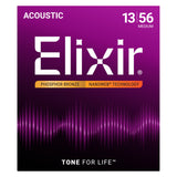 Elixir Phosphor Bronze Acoustic Guitar Strings, NANOWEB, Medium (.013-.056)