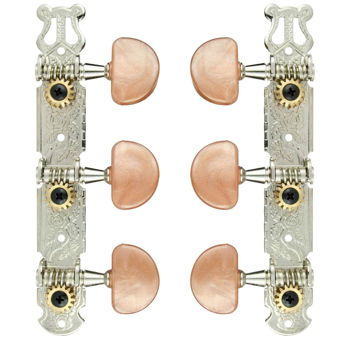 Ovation Nickel Classical Guitar Tuning Machines Set, Mocha Pegs, J-78NIW