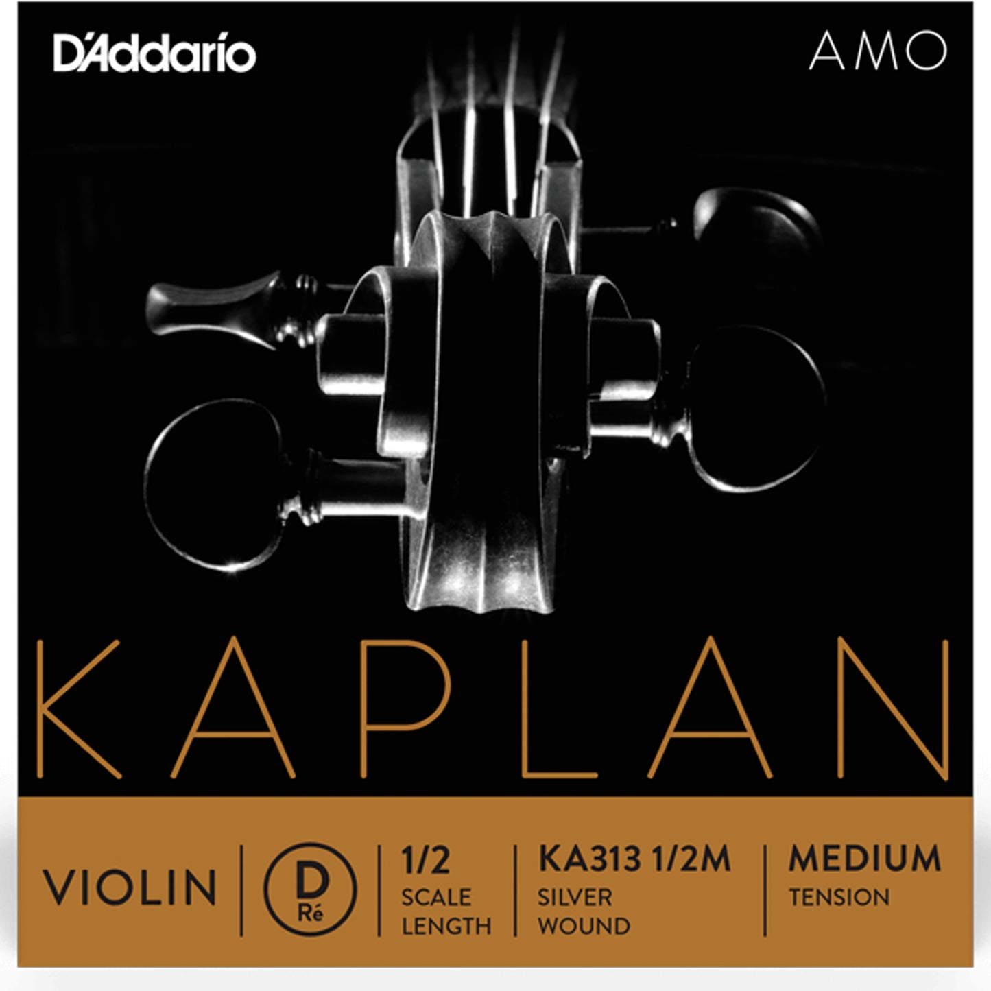 D'Addario Kaplan Amo Violin D String, 1/2 Scale, Medium Tension