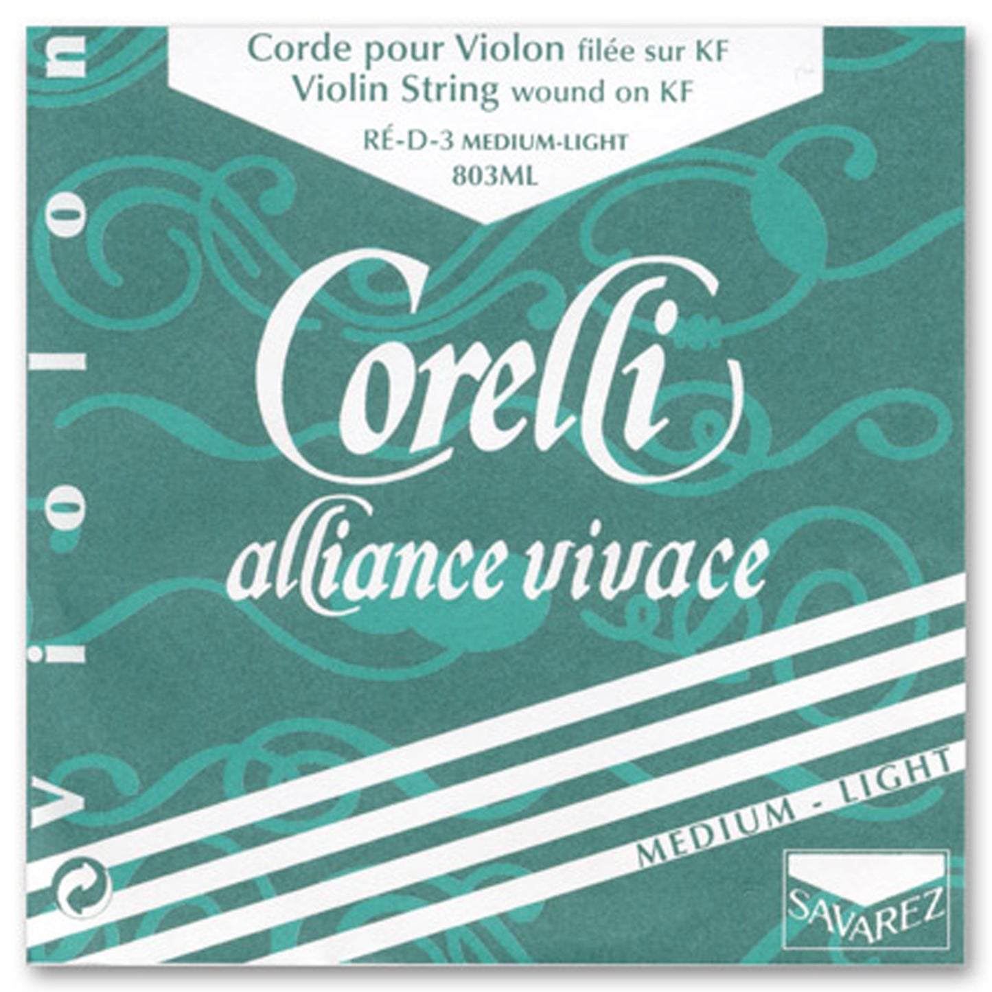 Savarez Corelli Alliance Vivace, Violin D String, (Synthetic/Silver-Aluminum), 4/4, Light
