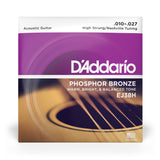 D'Addario EJ38H Phosphor Bronze Acoustic Guitar Strings, High Strung/Nashville Tuning, 10-27