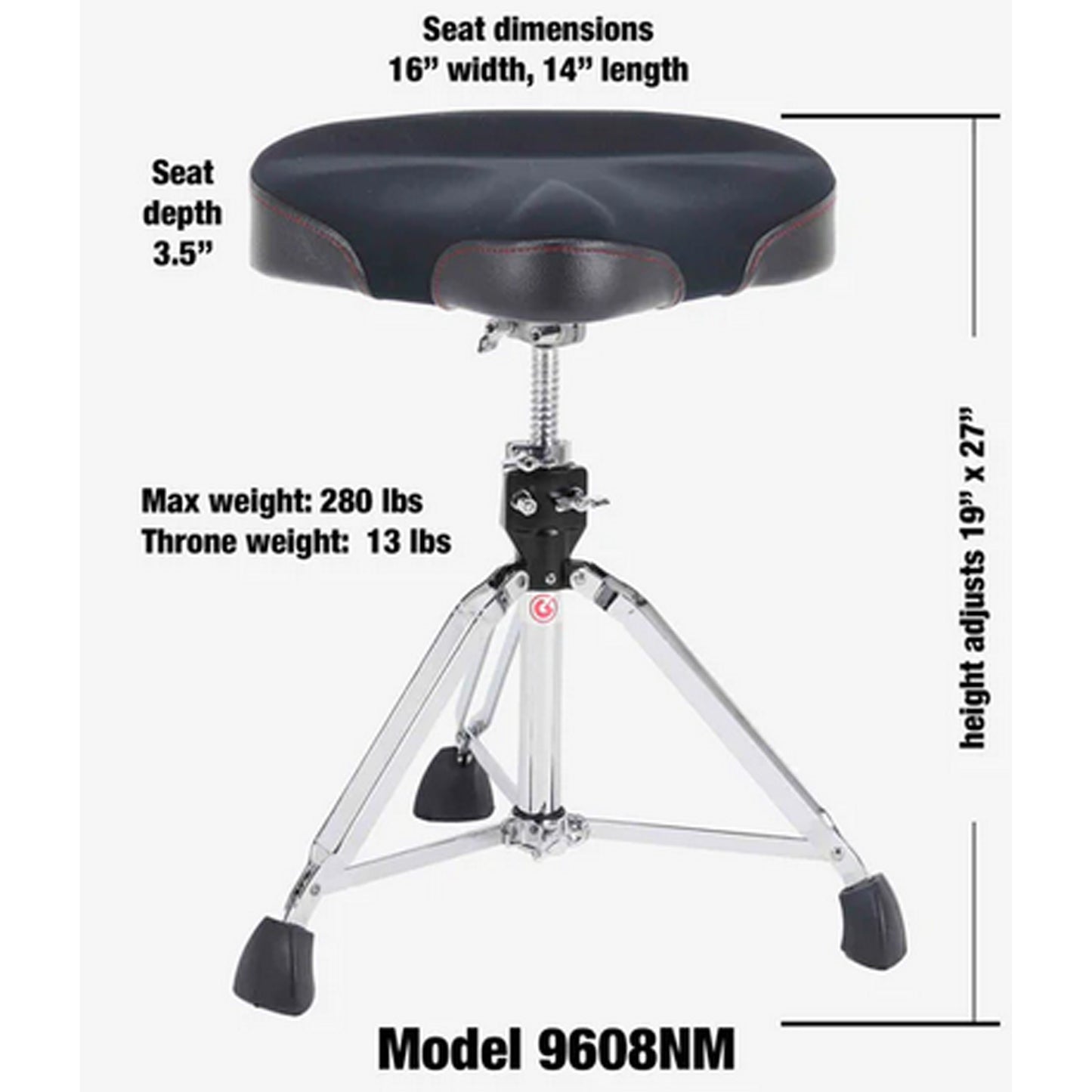 Gibraltar 9000 Series 16.5" Neo Saddle Drum Throne