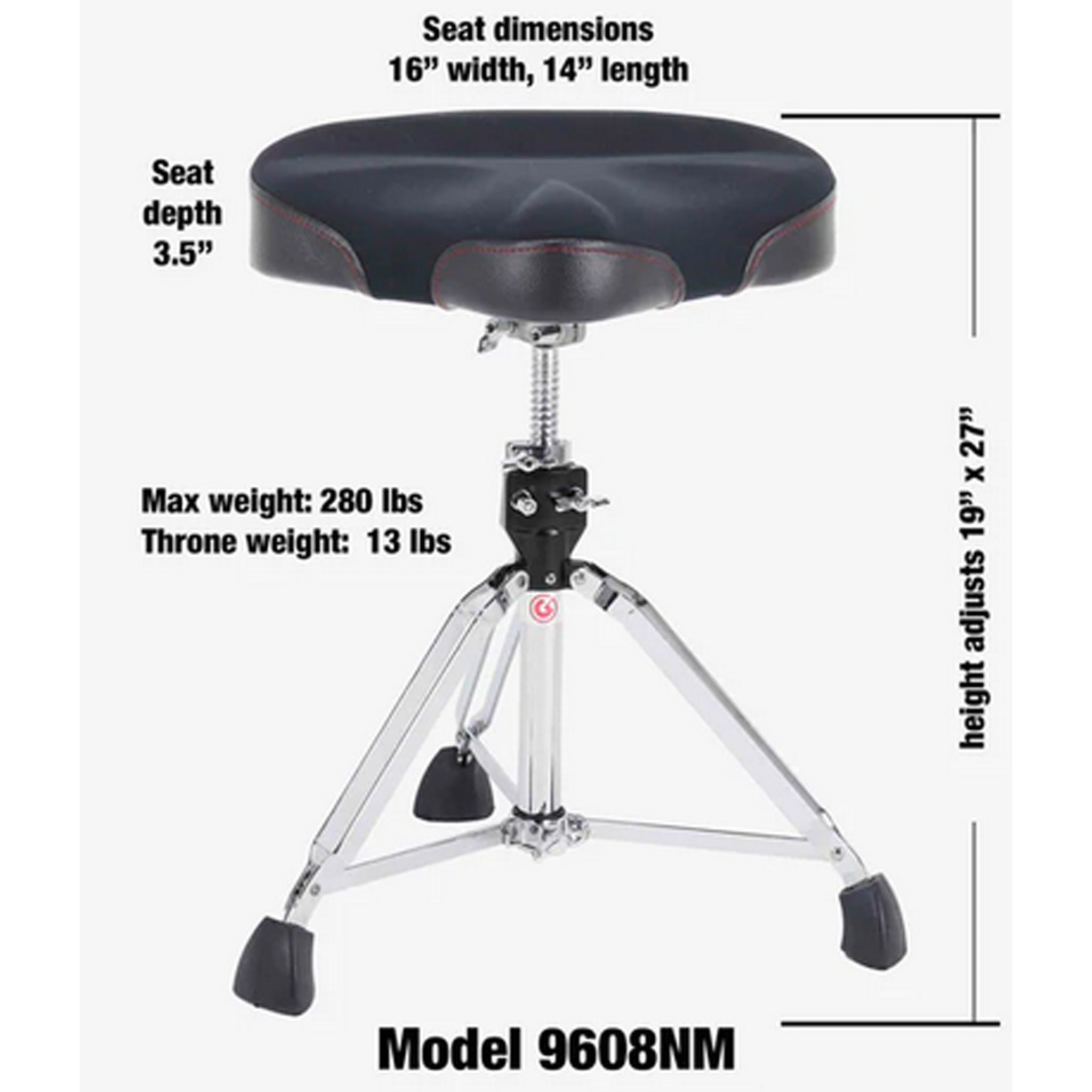Gibraltar 9000 Series 16.5" Neo Saddle Drum Throne