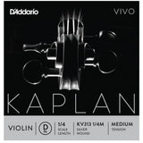 D'Addario Kaplan Vivo Violin D String, 1/4 Scale, Medium Tension