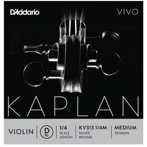 D'Addario Kaplan Vivo Violin D String, 1/4 Scale, Medium Tension