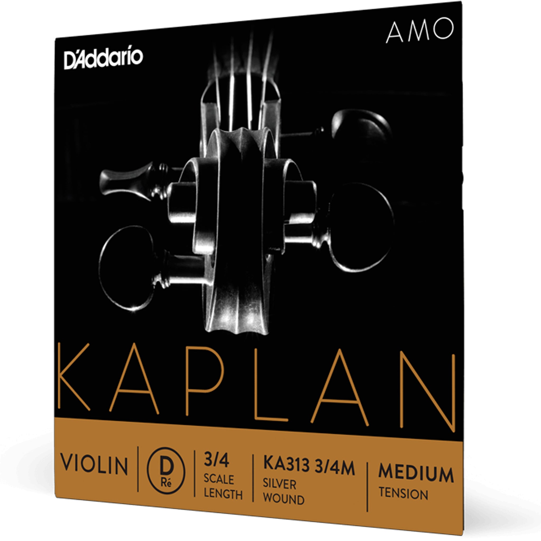 D'Addario Kaplan Amo Violin D String, 3/4 Scale, Medium Tension