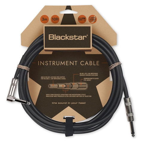 Blackstar 10ft Standard Series Instrument Cable Straight 1/4 Jack to Angle 1/4 Jack