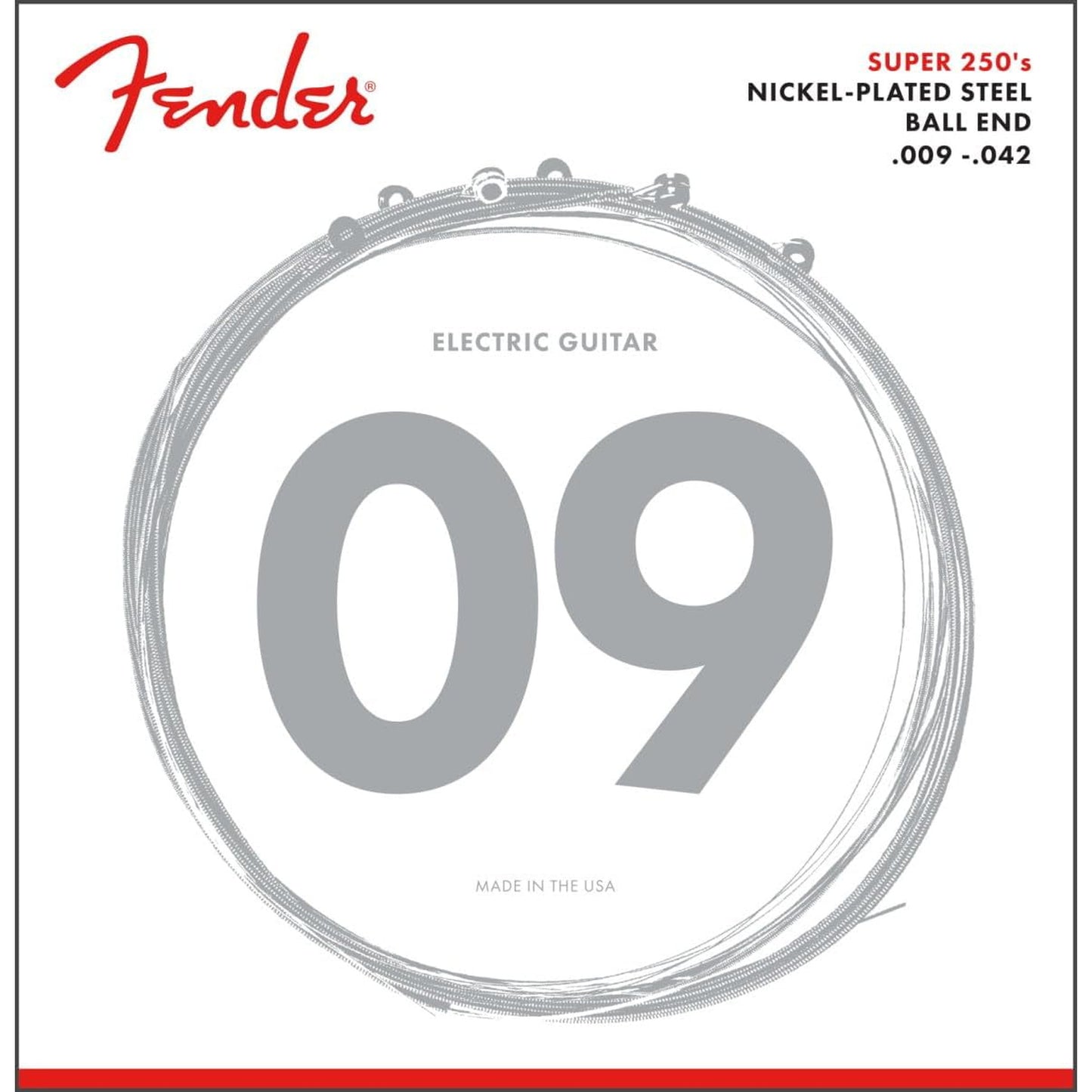 Fender Super 250 Electric Guitar Strings Nickel Plated Steel Ball End .009-.042