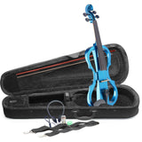 Stagg 4/4 Electric Violin Set With Metallic Blue, Soft Case And Headphones