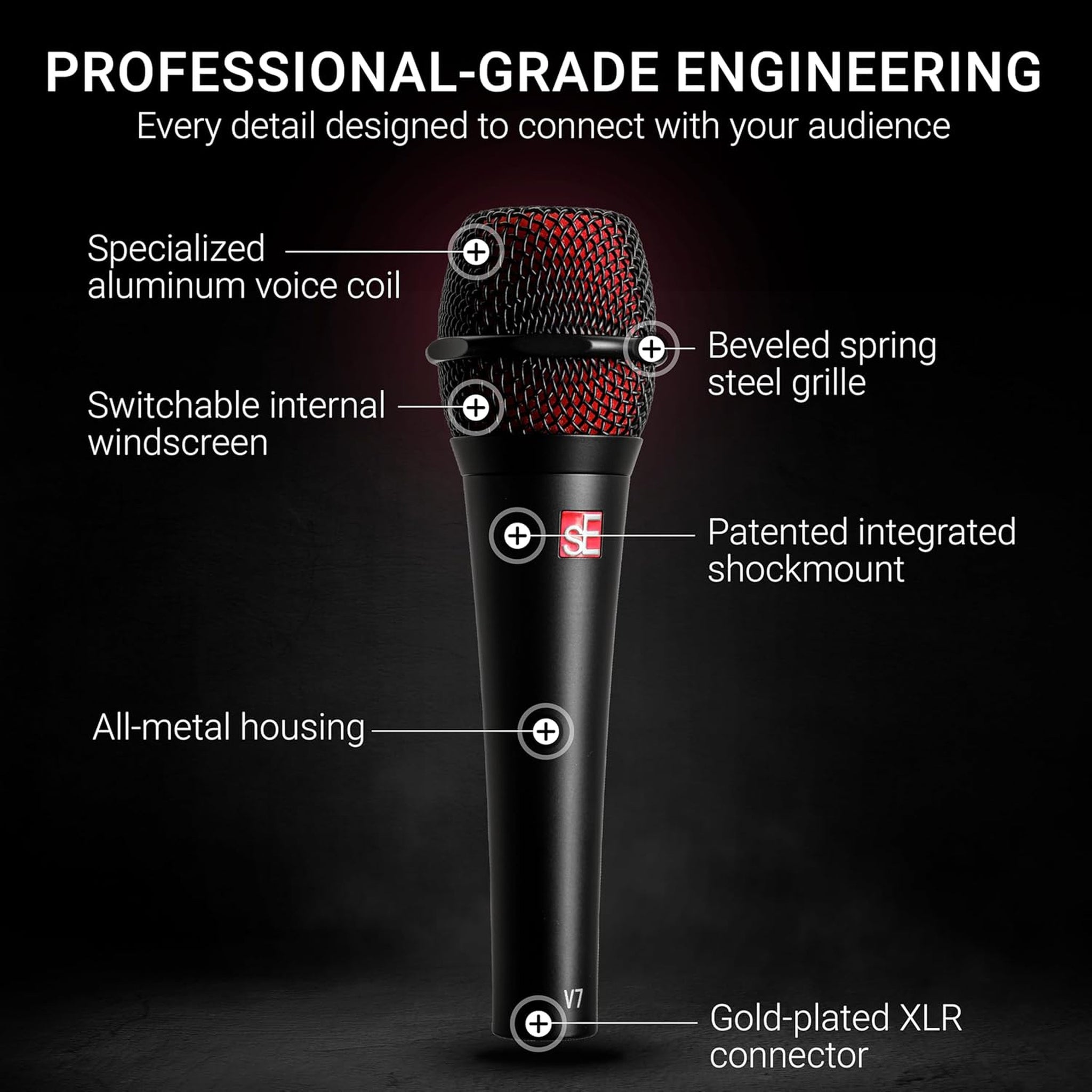 sE Electronics Studio-grade Handheld Mic, Supercardioid, 24 Carat gold-plated