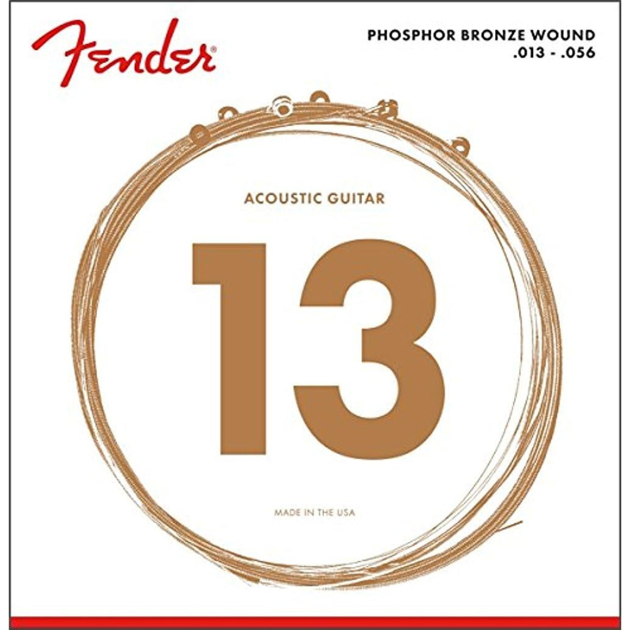 Fender Phosphor Bronze Acoustic Guitar Strings, Ball End, .013-.056
