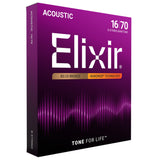 Elixir 80/20 Bronze 8-String Acoustic Guitar Strings NANOWEB Baritone (016-.070)