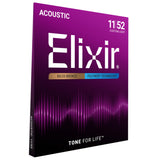 Elixir 80/20 Bronze Acoustic Guitar Strings, POLYWEB, Custom Light (.011-.052)