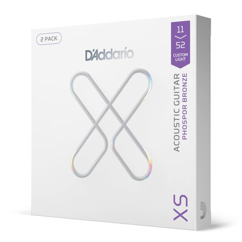 D'Addario 11-52 Custom Light Coated Acoustic Guitar Strings 2-Pack