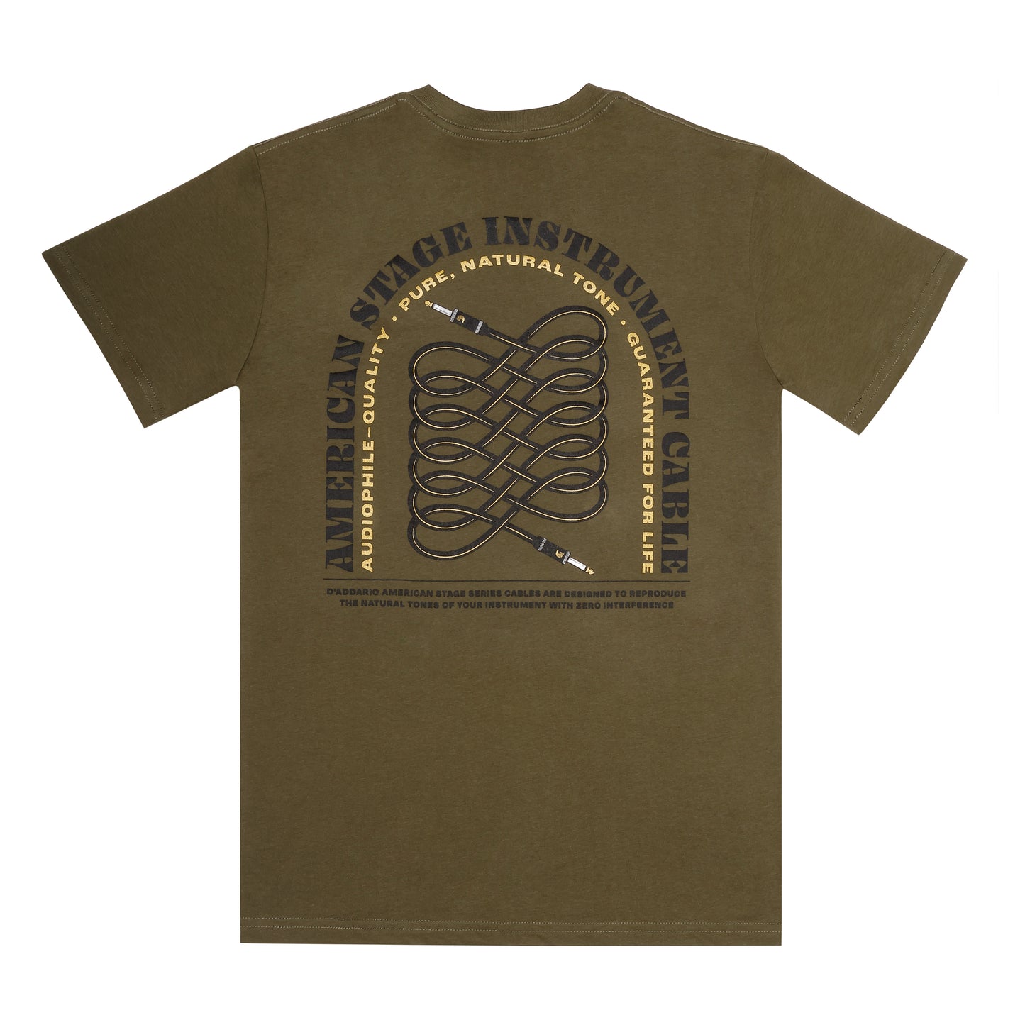 D'Addario American Stage Cable T-Shirt, Army Green, S