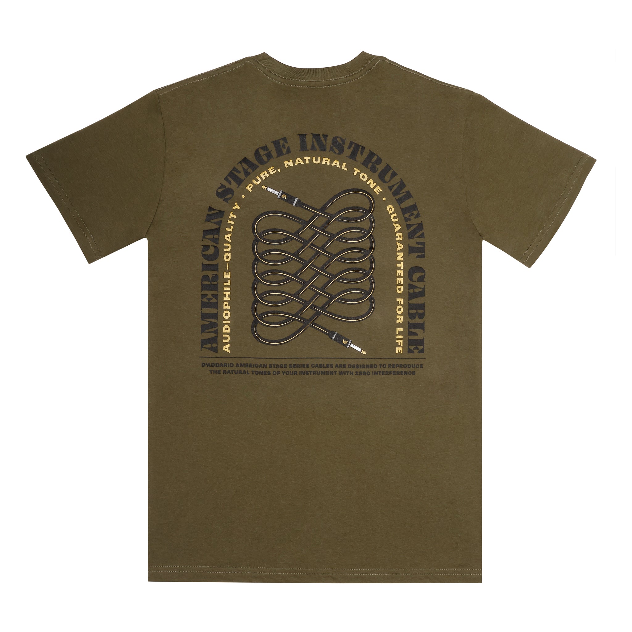 D'Addario American Stage Cable T-Shirt, Army Green, S