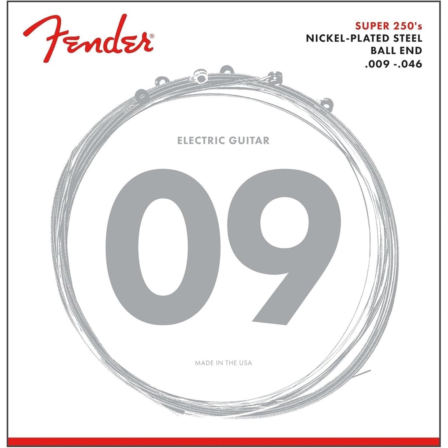 Fender Super 250 Electric Guitar Strings Nickel Plated Steel Ball End .009-.046