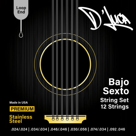 D'Luca Bajo Sexto Strings Stainless Steel, Loop End