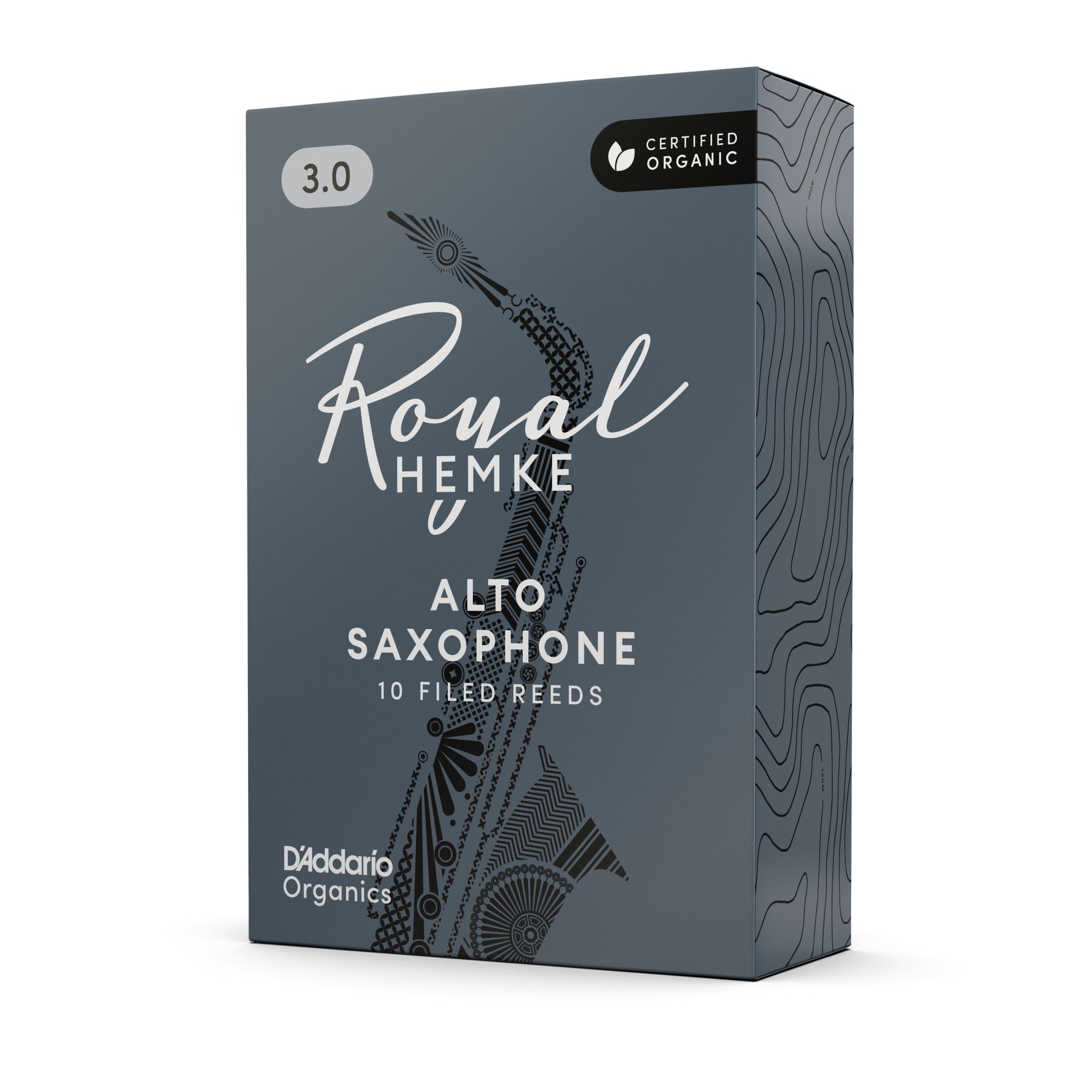Royal Hemke Organic Alto Saxophone Reeds, Strength 3.0, 10-pack