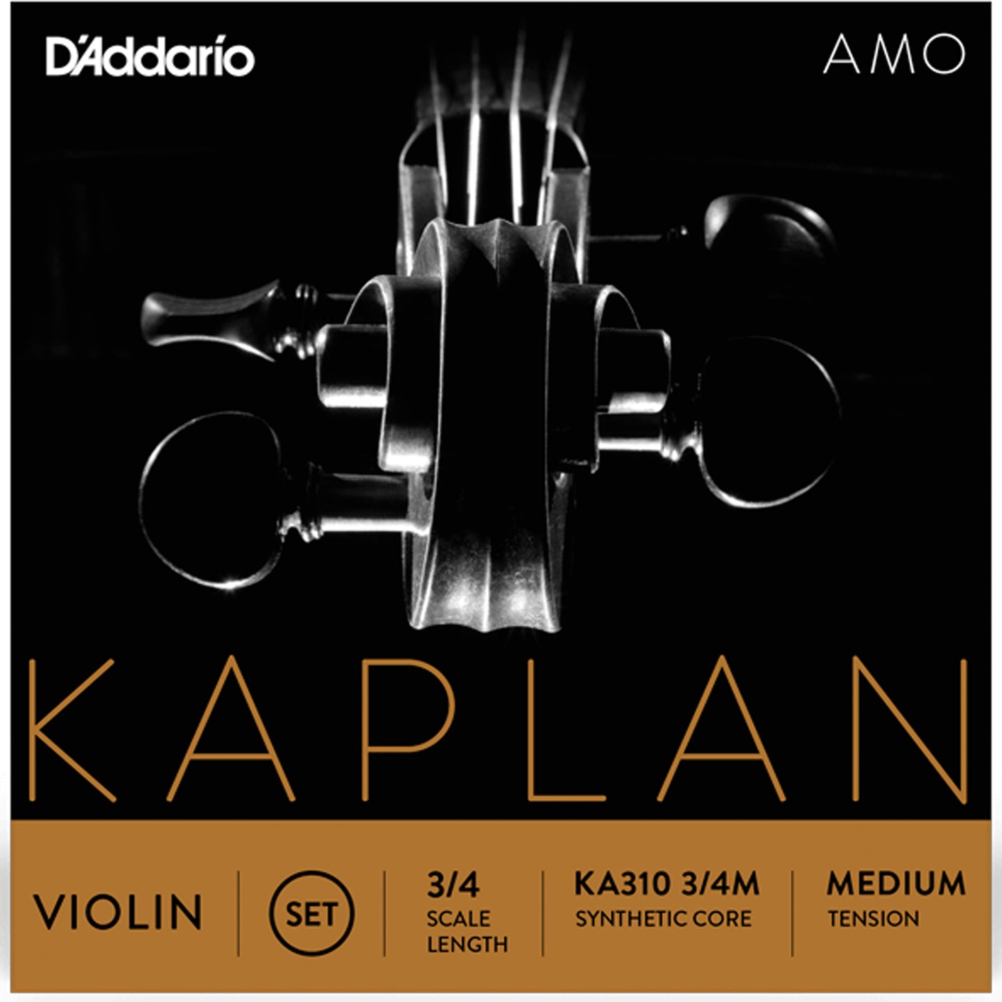 D'Addario Kaplan Amo Violin String Set, 3/4 Scale, Medium Tension