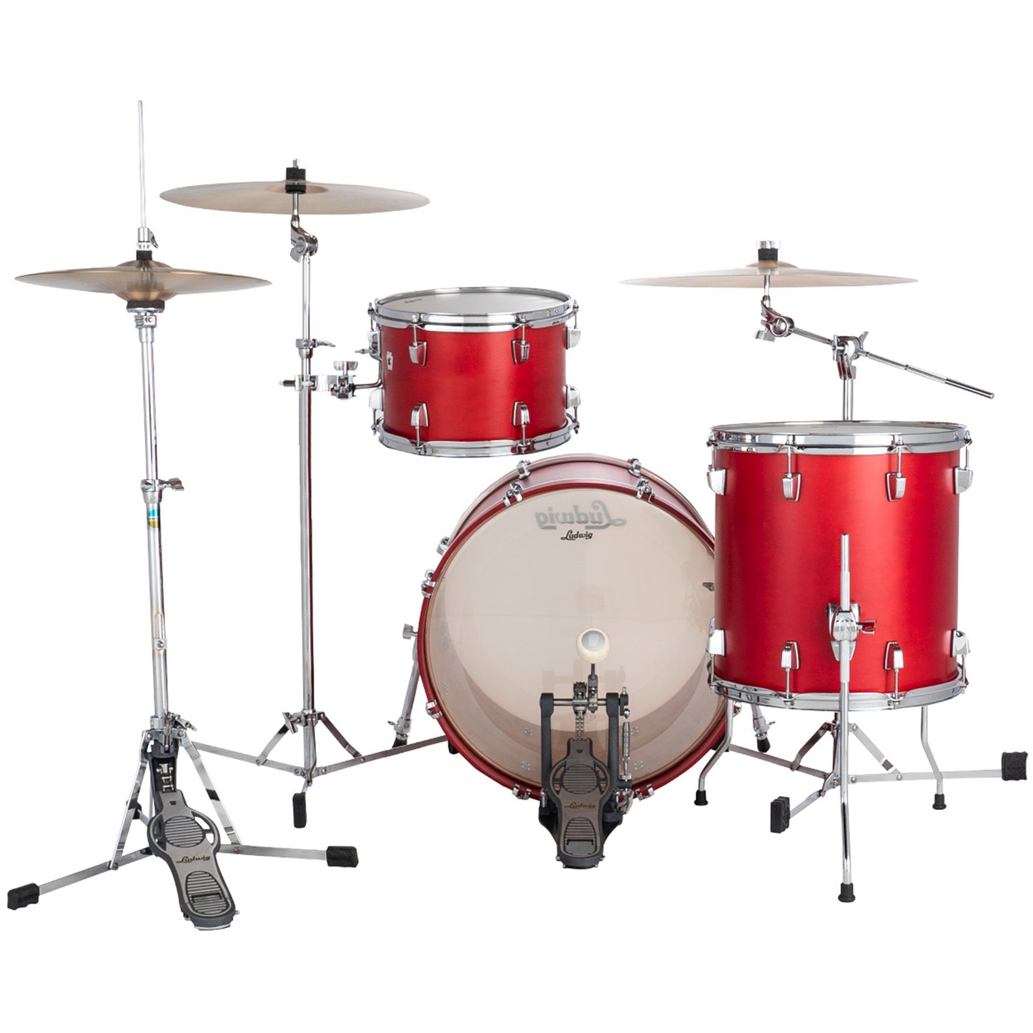 Ludwig NeuSonic Downbeat 3-piece Acoustic Drum Set Shell Pack Satin Diablo Red