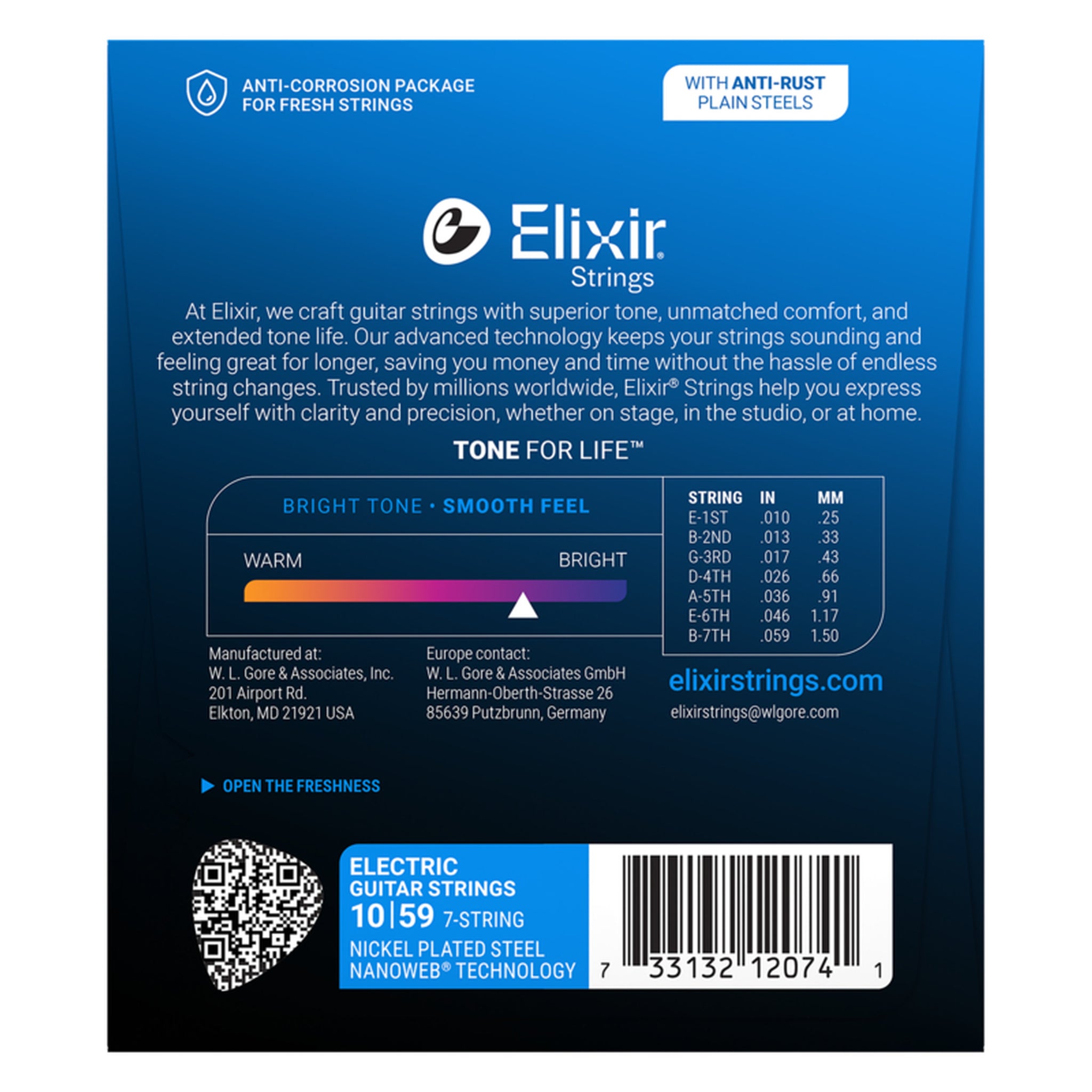 Elixir 7-String Electric Guitar Strings, NANOWEB, Light/Heavy (.010-.059)