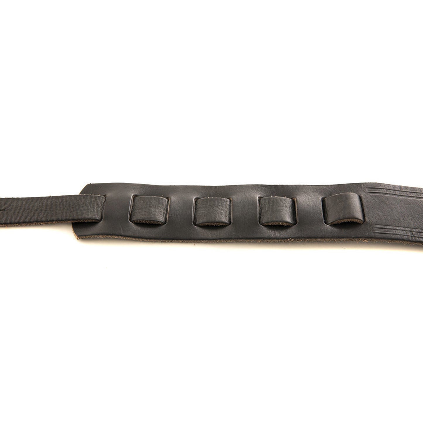 Ovation Guitar Premium Leather Strap Signature Leaf Black