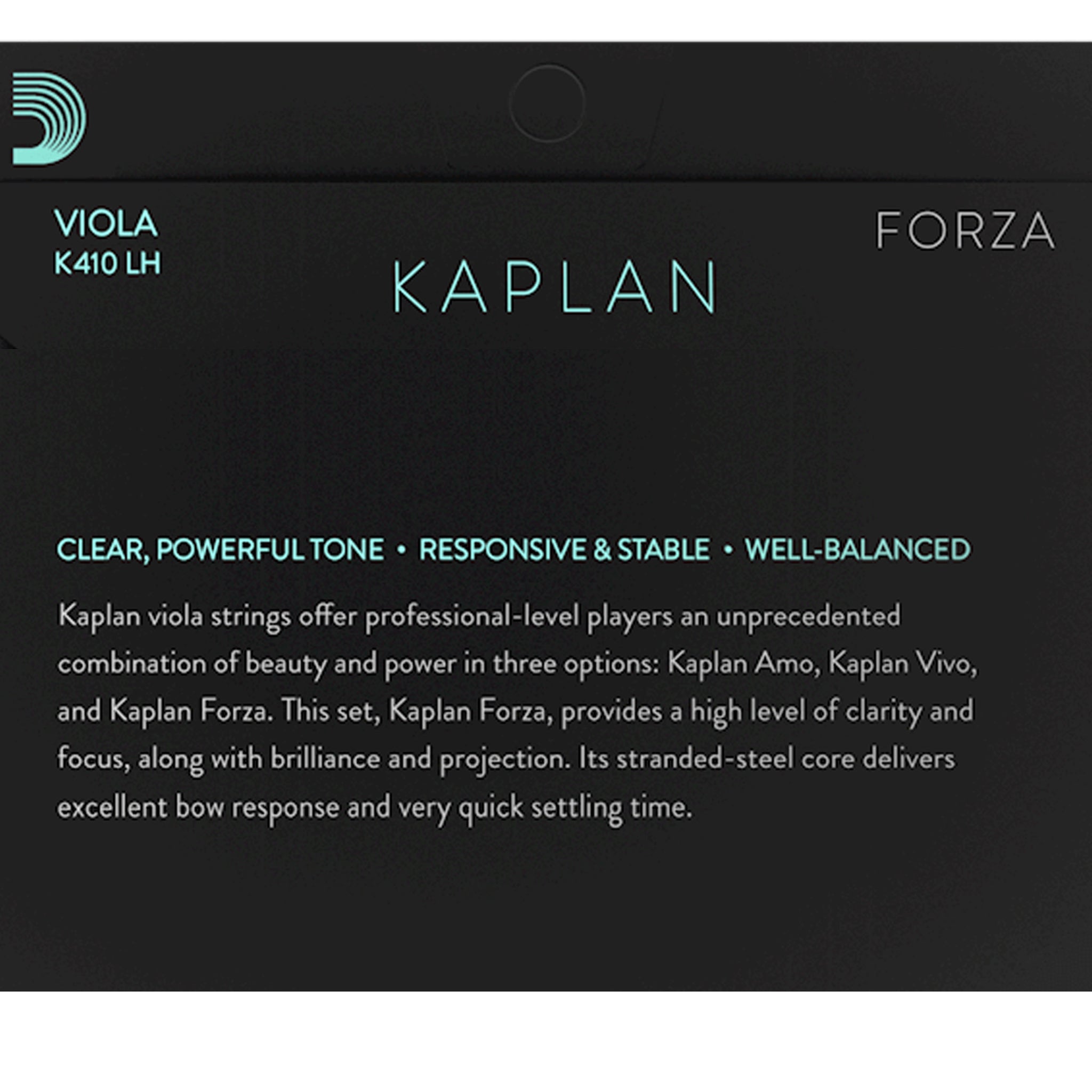 D'Addario Kaplan Forza Viola String Set, Small Scale Medium, Bulk 10-Pack
