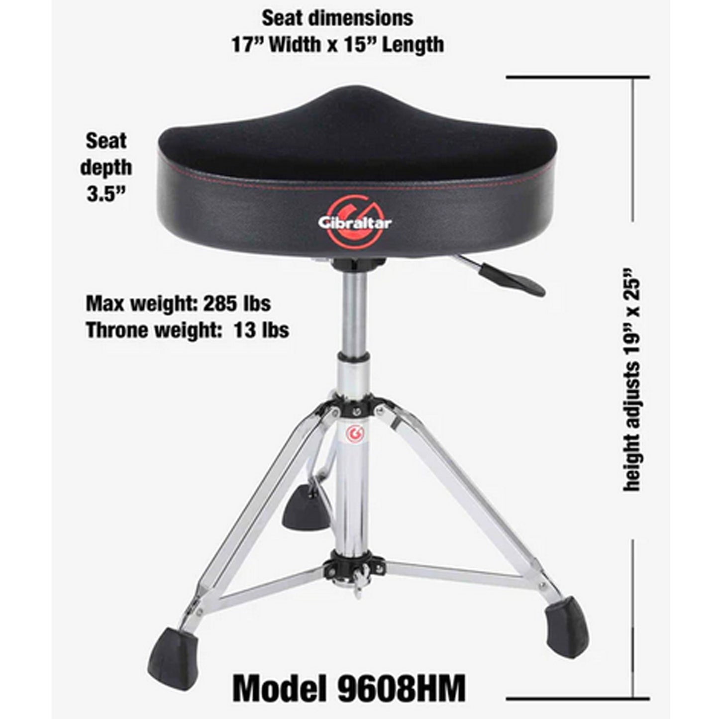 Gibraltar 9000 Series Hydraulic Cordura Saddle Drum Throne