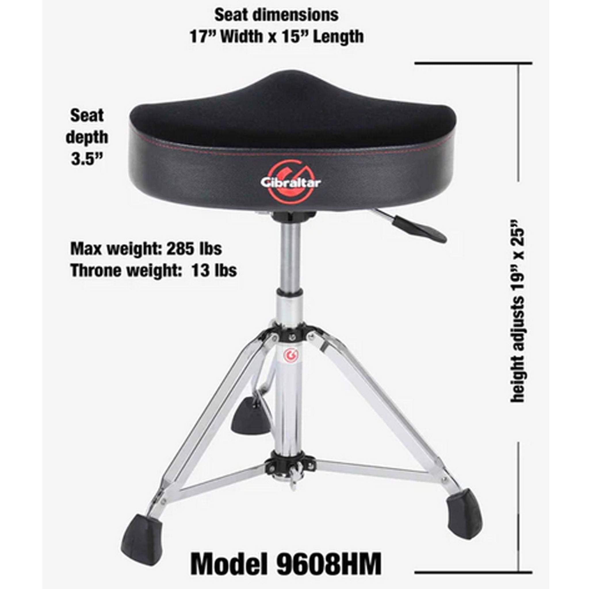 Gibraltar 9000 Series Hydraulic Cordura Saddle Drum Throne