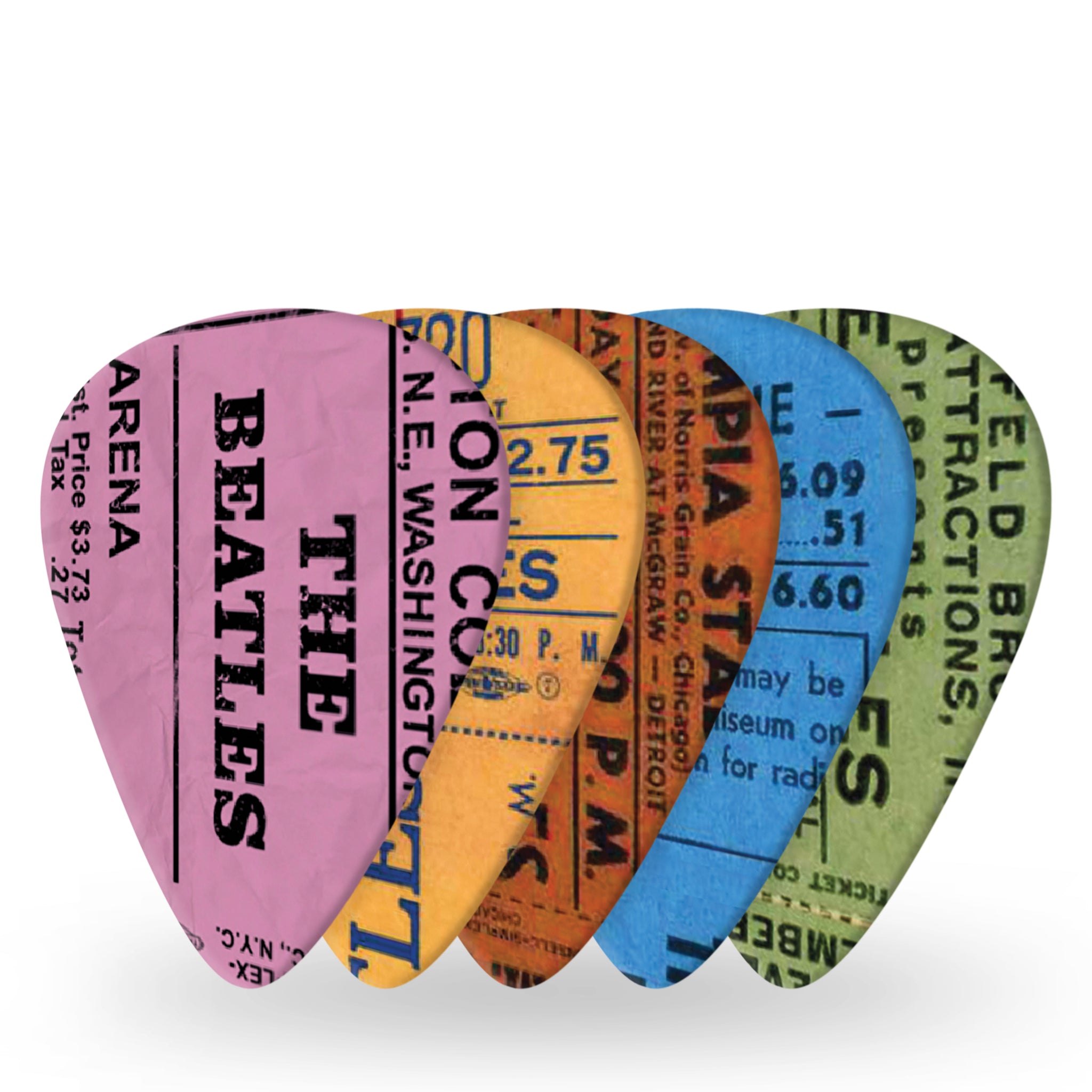 D'Addario Beatles 1964 Tour Ticket Stubs Guitar Picks, Medium (.70mm) 10-Pack