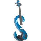 Stagg 4/4 Electric Violin Set With S-shaped Metallic Blue, Case & Headphones