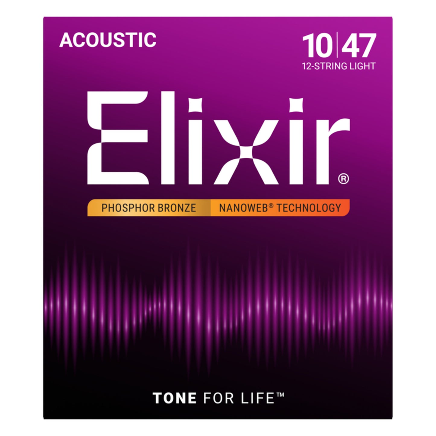 Elixir Phosphor Bronze 12-String Acoustic Guitar Strings NANOWEB Light (010-047)
